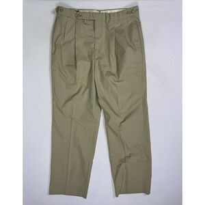 Vintage Corbin Mens 33x30.5 Khaki Pleated Pants Trouser USA Chino Beige 90s